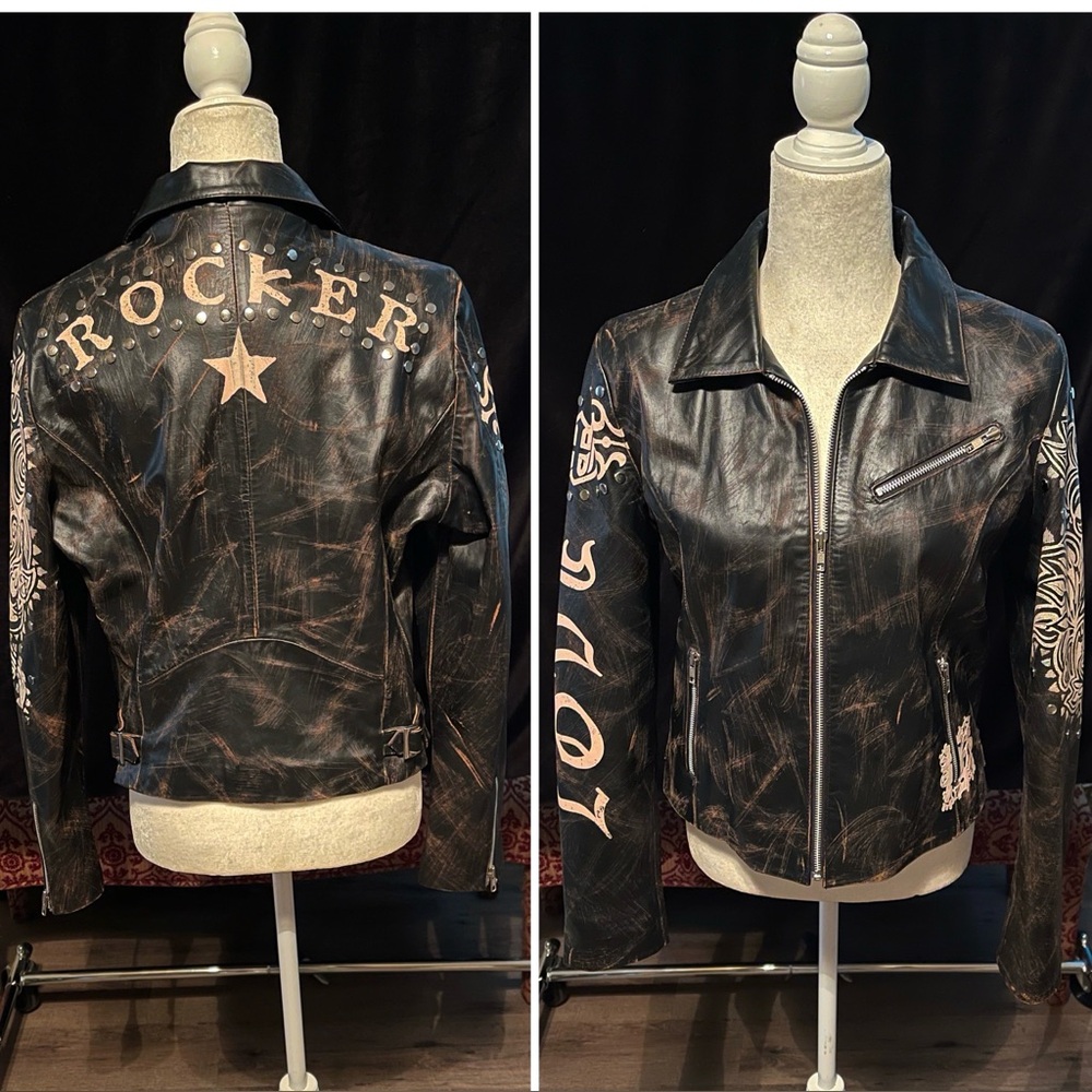 HP🌹Rocker Love Studded Leather Vintage Y2K Moto Jacket by Wilson’s Leather